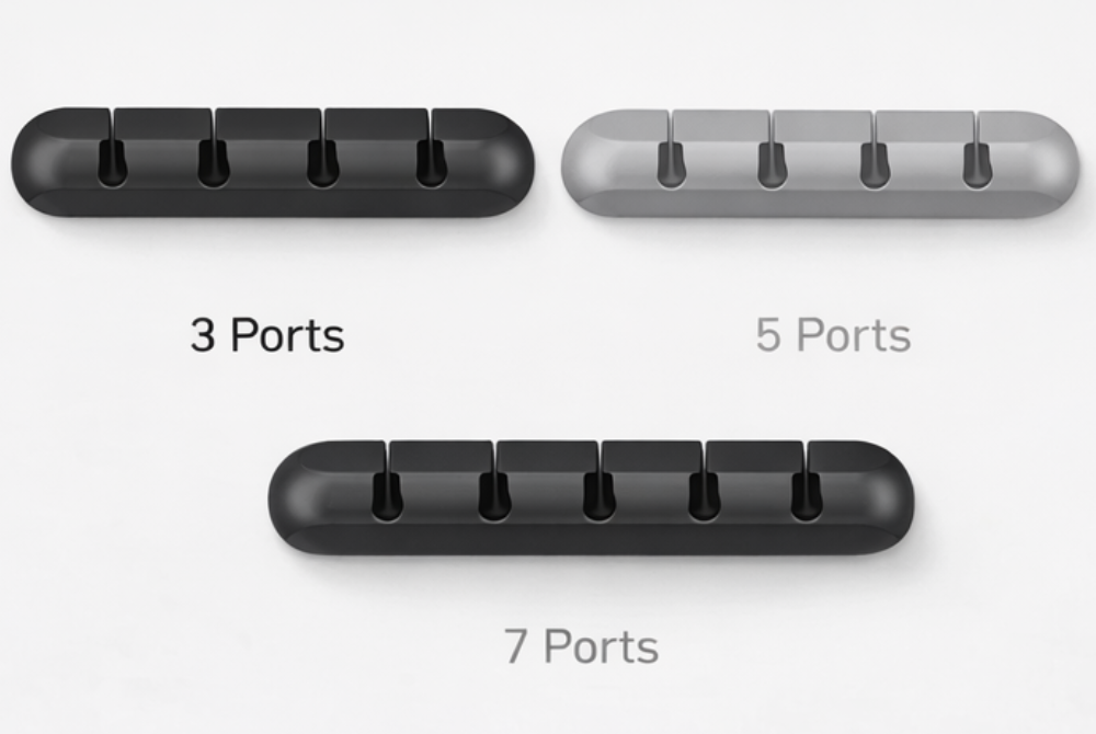 ArcosGear cable dock organizing charging cables on a desk, detail view