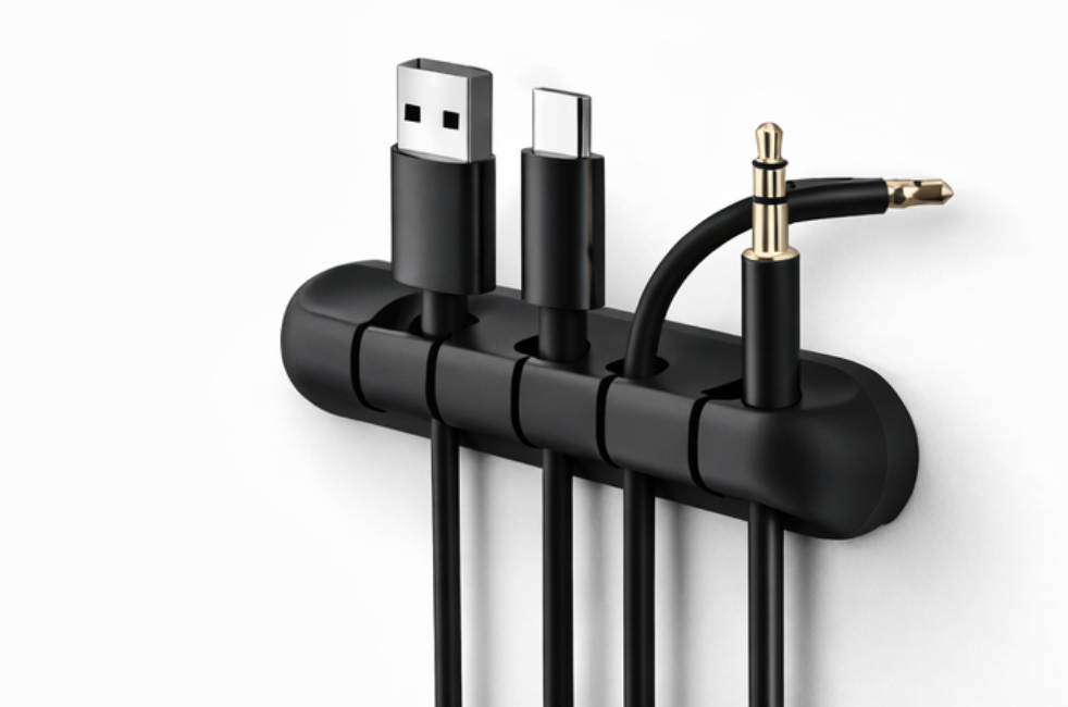ArcosGear cable dock organizing charging cables on a desk, workspace example