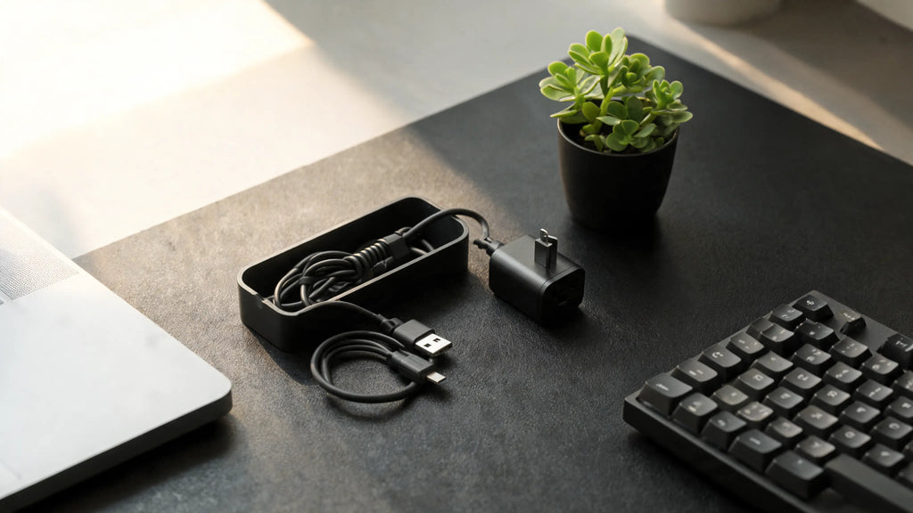ArcosGear cable dock organizing charging cables on a desk, variant view