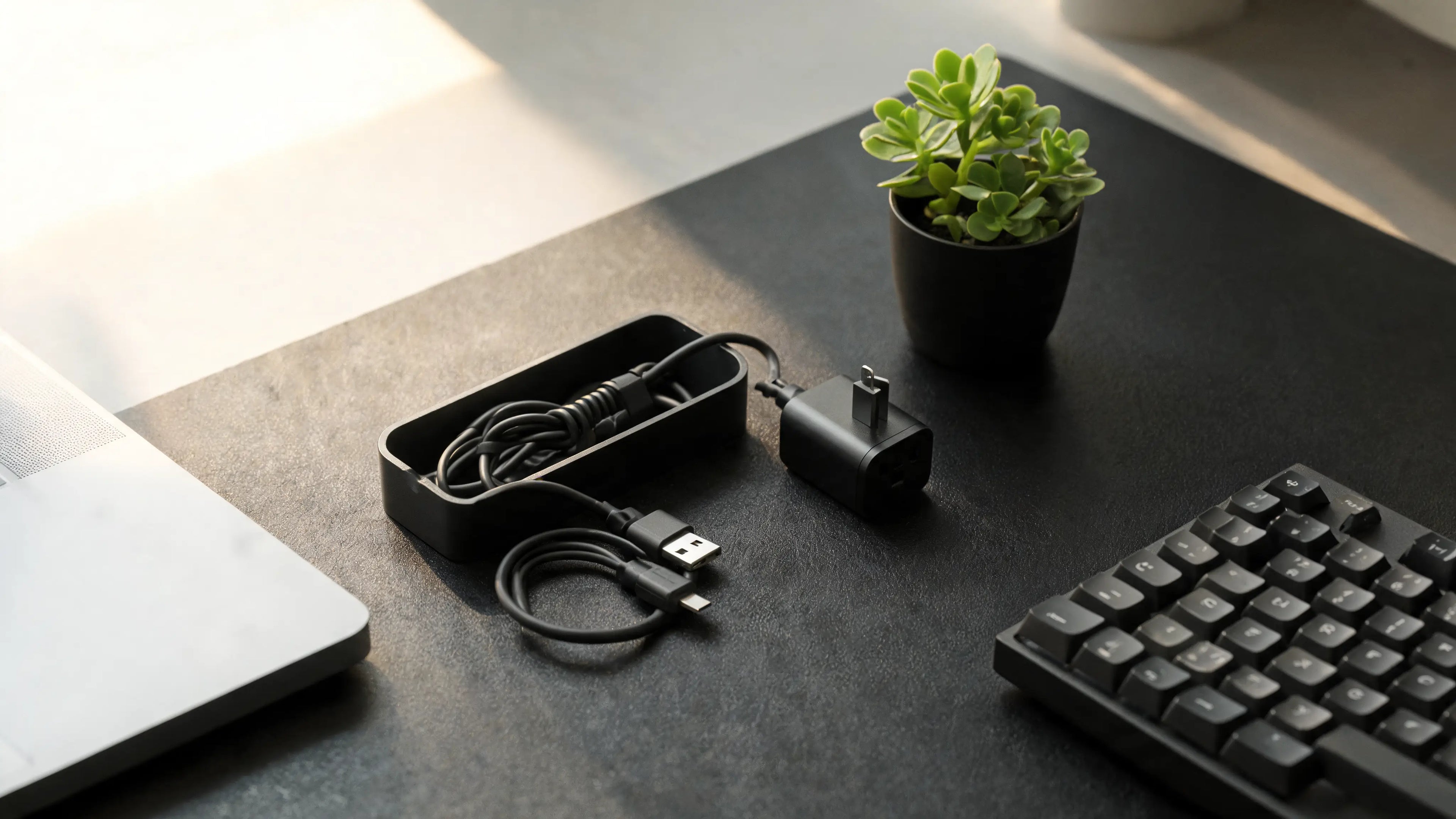 ArcosGear cable dock organizing charging cables on a desk, variant view