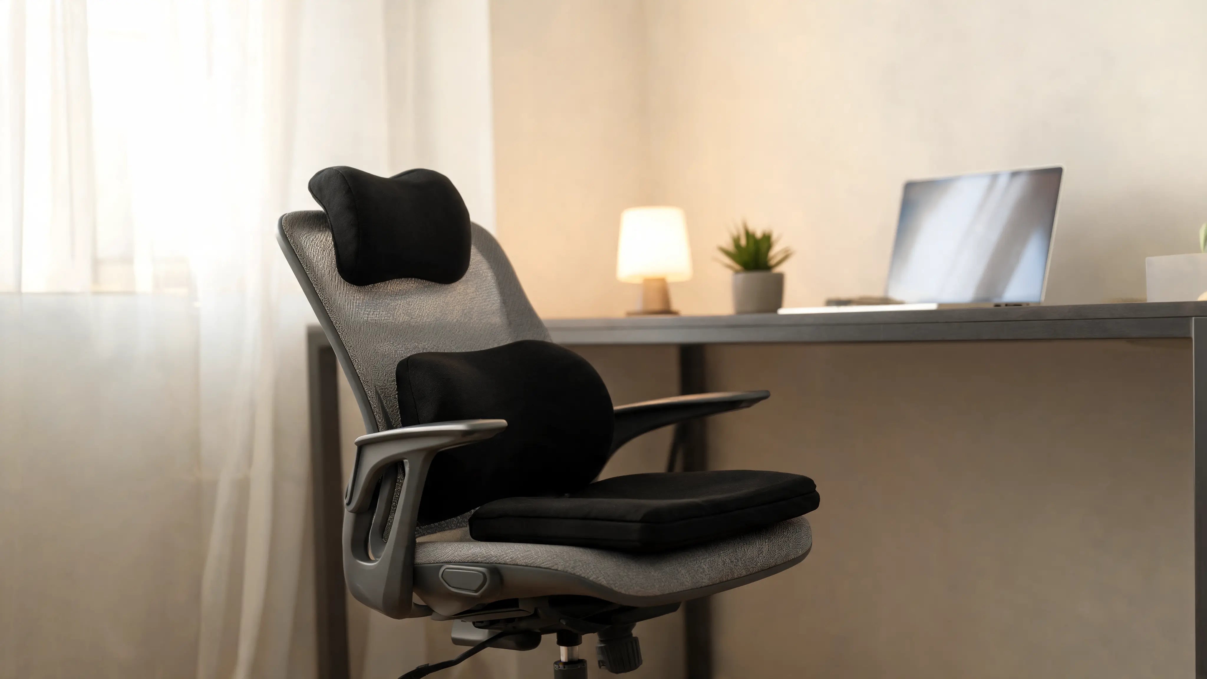 Desk chair and support setup